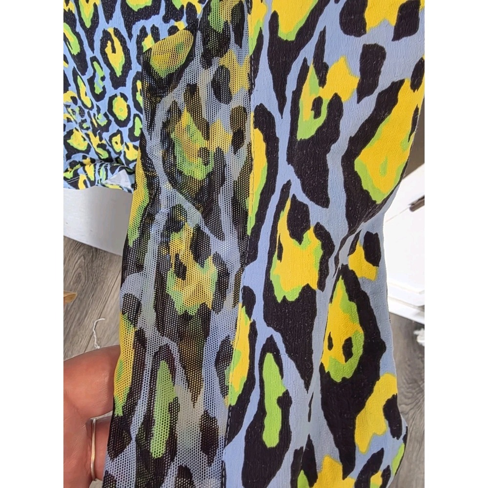 IBKUL GEMMA S Periwinkle Multi Leopard 1/4 Zip Mock Golf Shirt UPF 50+ Quick Dry - Picture 6 of 6